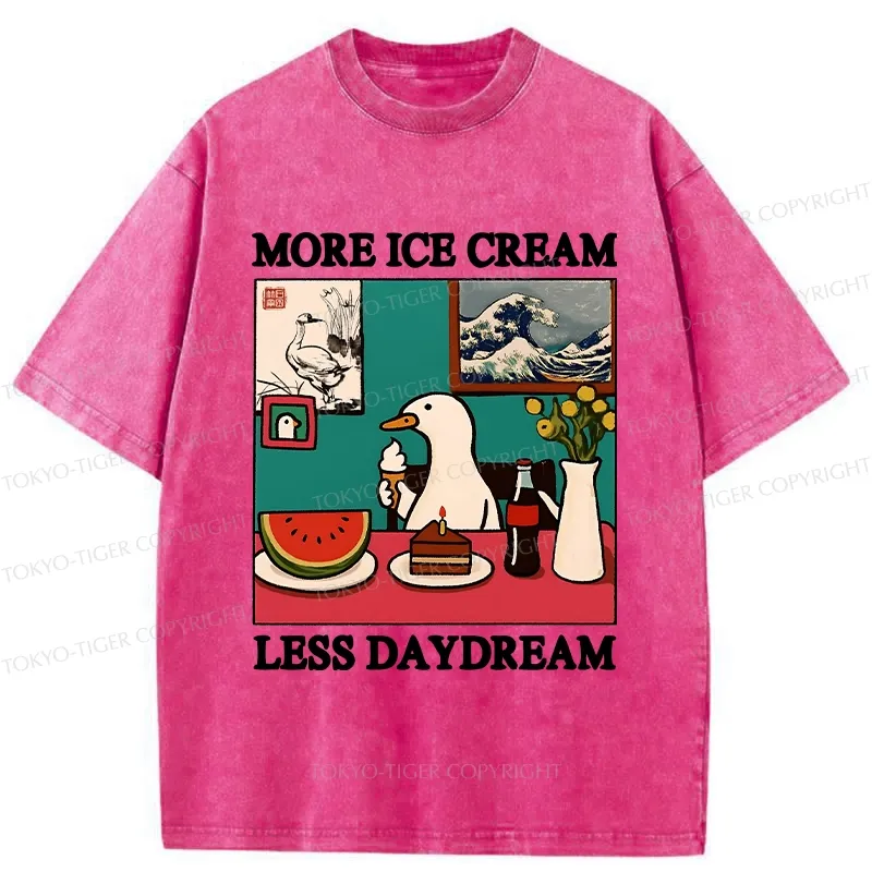 Tokyo-Tiger More Ice Cream Less Daydream Washed T-Shirt