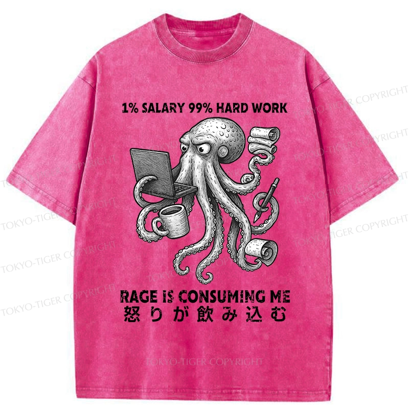 Tokyo-Tiger 1% Salary 99% Hard Work Washed T-Shirt
