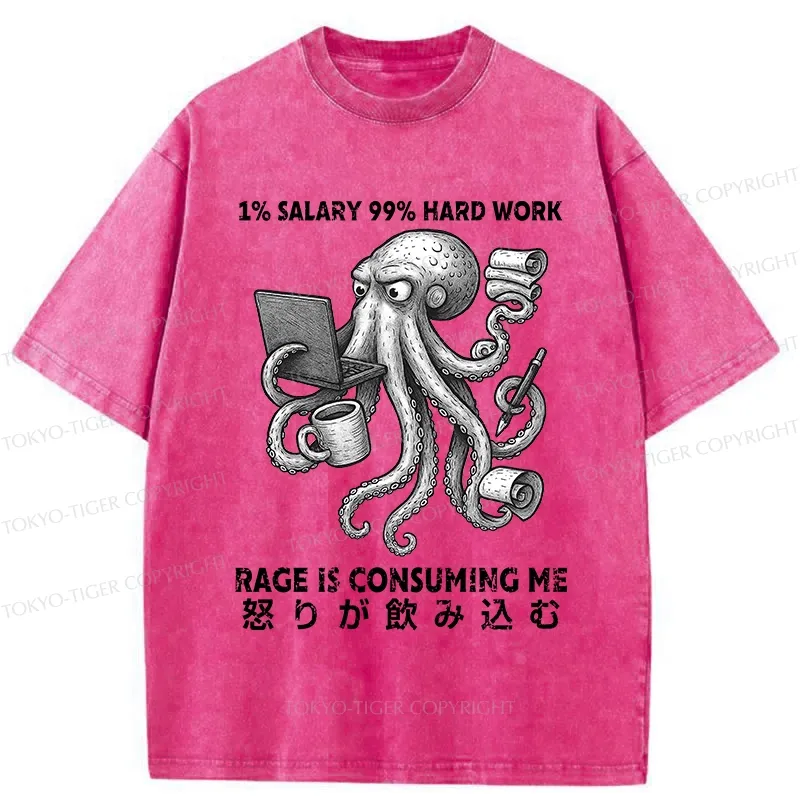 Tokyo-Tiger 1% Salary 99% Hard Work Washed T-Shirt
