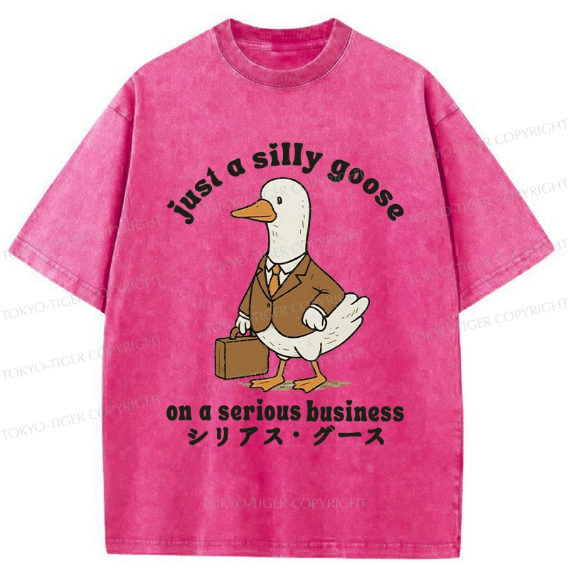 Tokyo-Tiger Silly Goose On A Serious Business Washed T-Shirt