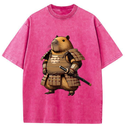 Tokyo-Tiger Capybara Samurai Japanese Washed T-Shirt