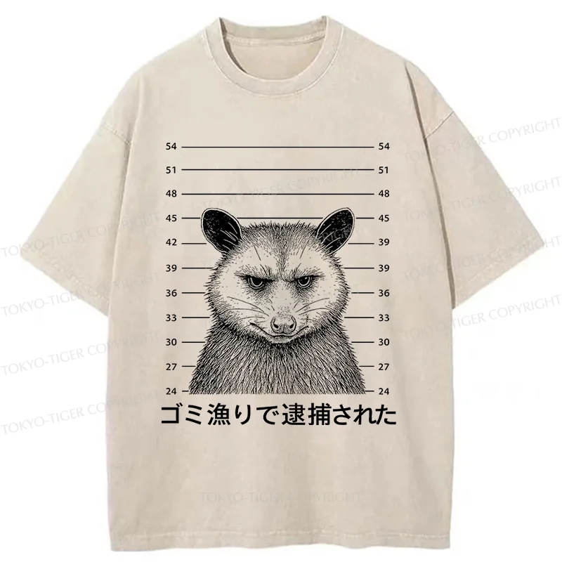 Tokyo-Tiger Captured Possum Washed T-Shirt