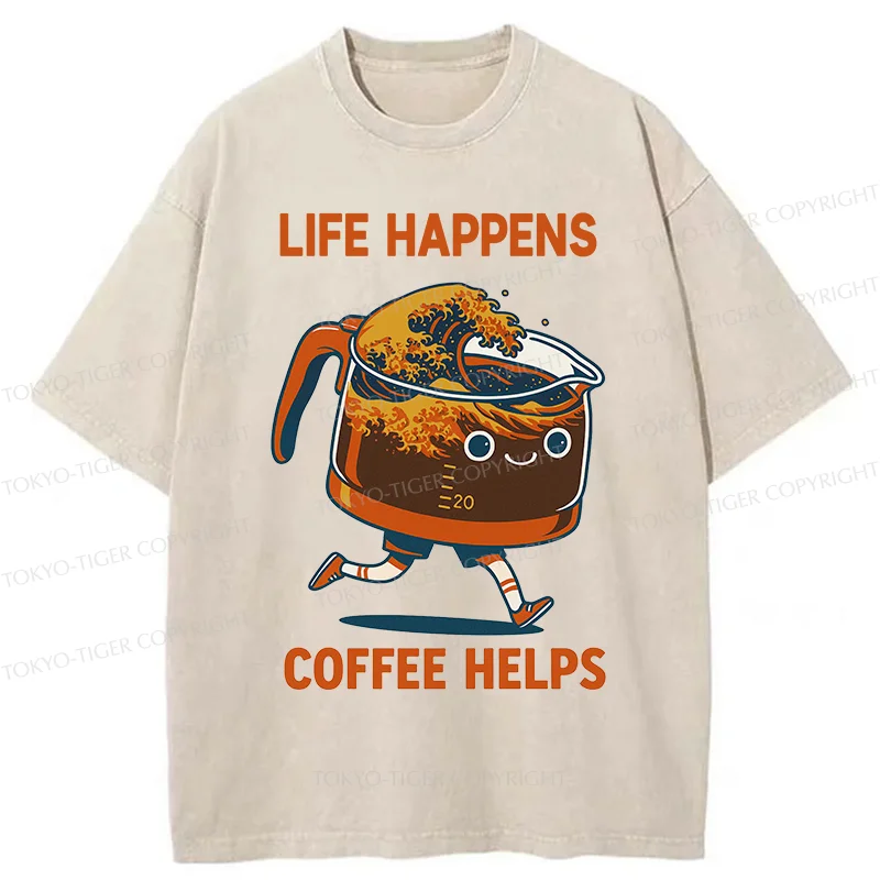 Tokyo-Tiger Interesting Coffee Washed T-Shirt