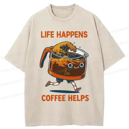 Tokyo-Tiger Interesting Coffee Washed T-Shirt