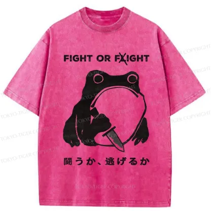 Tokyo-Tiger Fight Or Flight Funny Washed T-Shirt