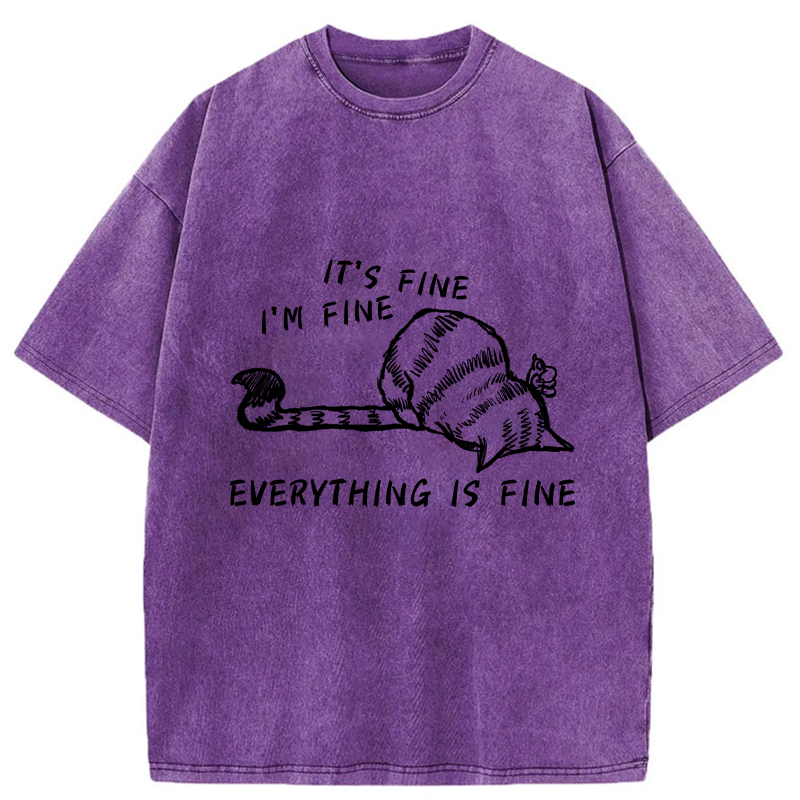 Tokyo-Tiger Everything Is Fine Washed T-Shirt
