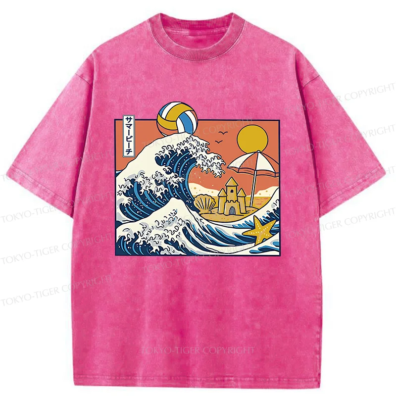 Tokyo-Tiger Summer Beach Washed T-Shirt