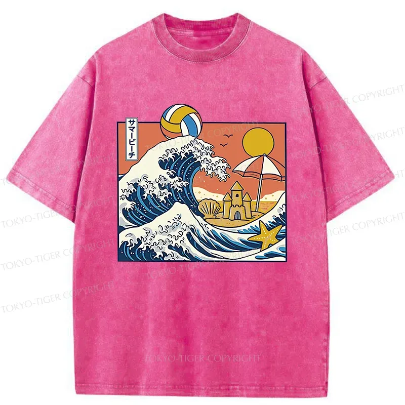 Tokyo-Tiger Summer Beach Washed T-Shirt