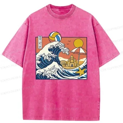 Tokyo-Tiger Summer Beach Washed T-Shirt