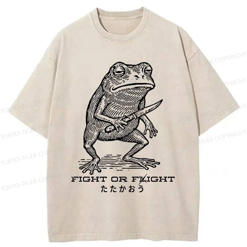 Tokyo-Tiger Fighting Frog Washed T-Shirt