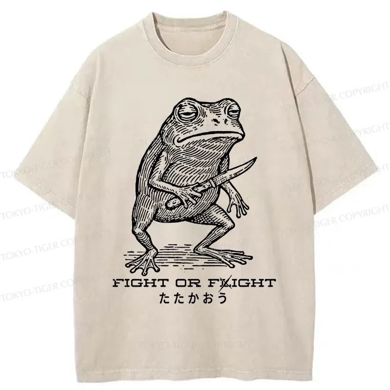 Tokyo-Tiger Fighting Frog Washed T-Shirt