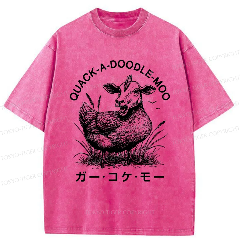Tokyo-Tiger Duck Cow Funny Washed T-Shirt