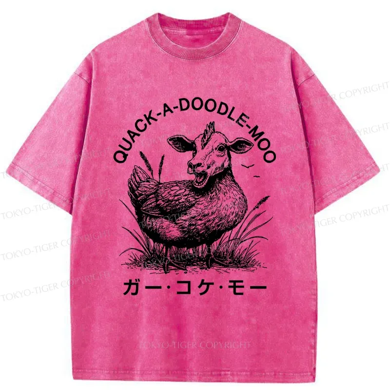 Tokyo-Tiger Duck Cow Funny Washed T-Shirt