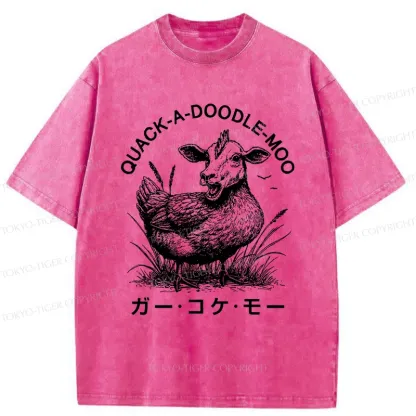 Tokyo-Tiger Duck Cow Funny Washed T-Shirt