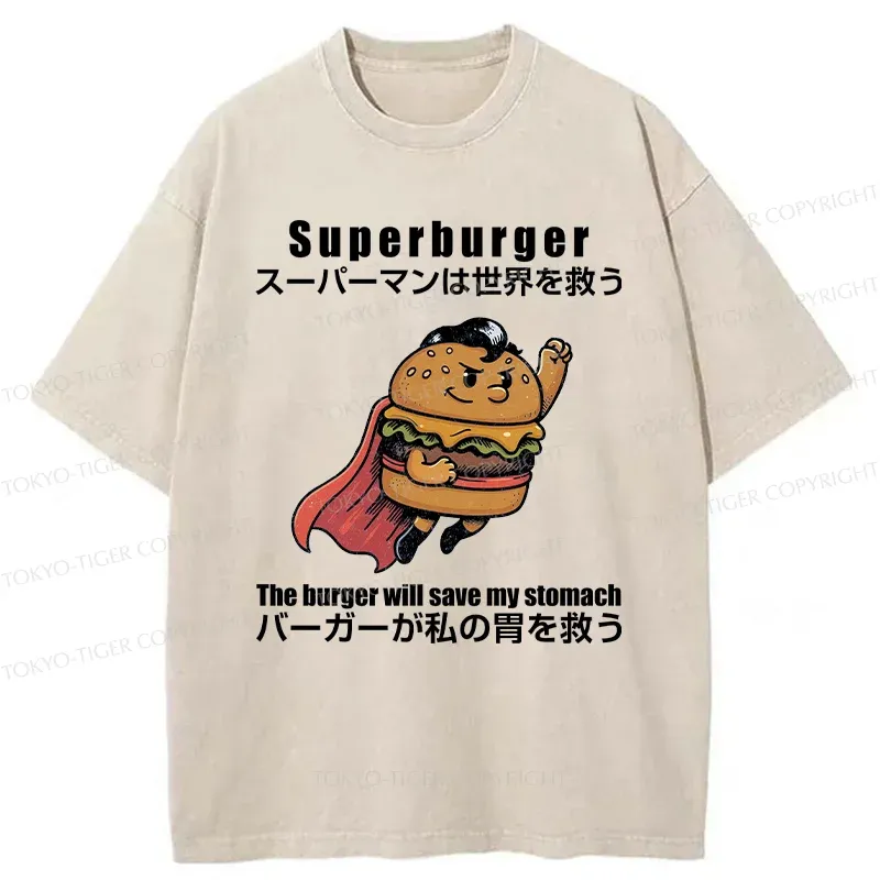 Tokyo-Tiger Burger Save The World Washed T-Shirt