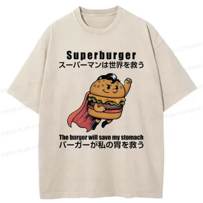 Tokyo-Tiger Burger Save The World Washed T-Shirt