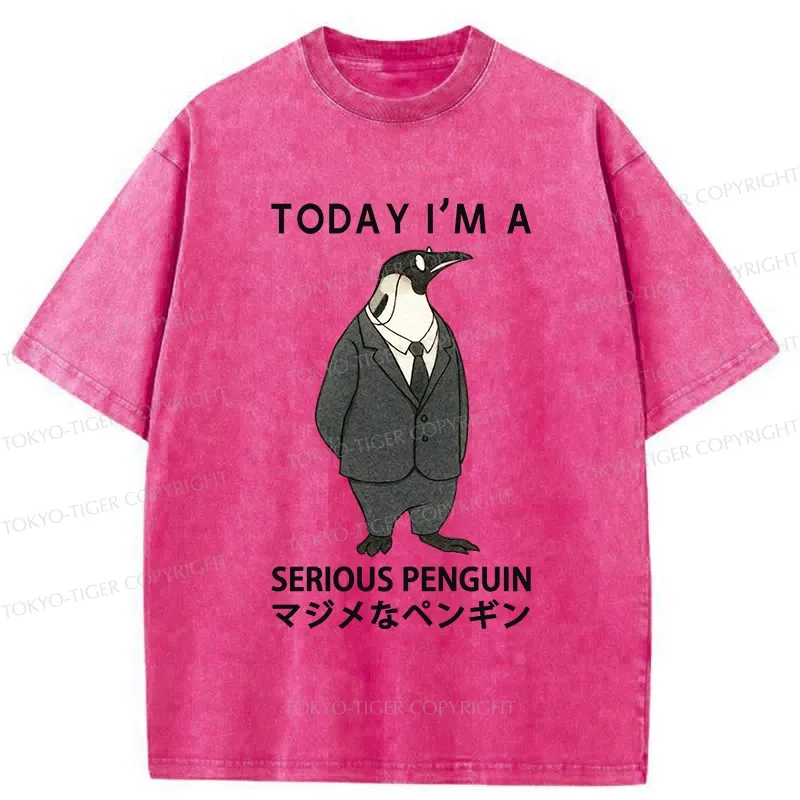 Tokyo-Tiger Today I'm A Serious Penguin Washed T-Shirt