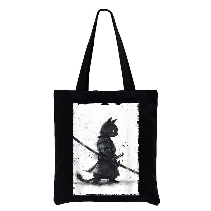 Tokyo-Tiger Retro Cat Samurai Japanese Tote Bag