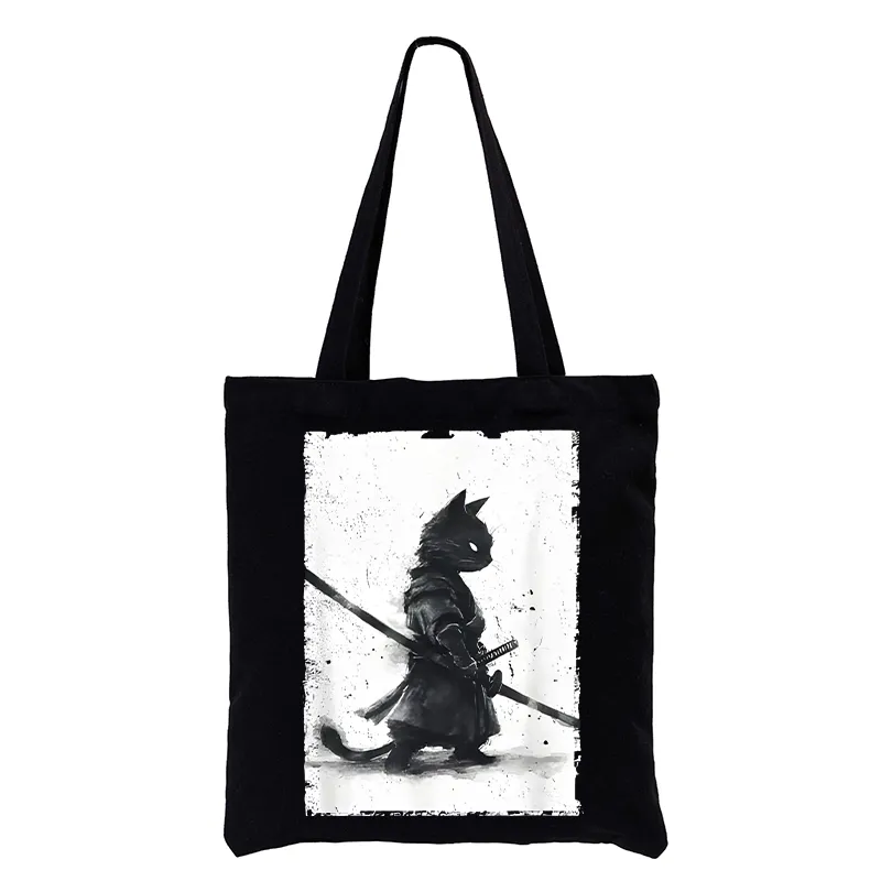 Tokyo-Tiger Retro Cat Samurai Japanese Tote Bag