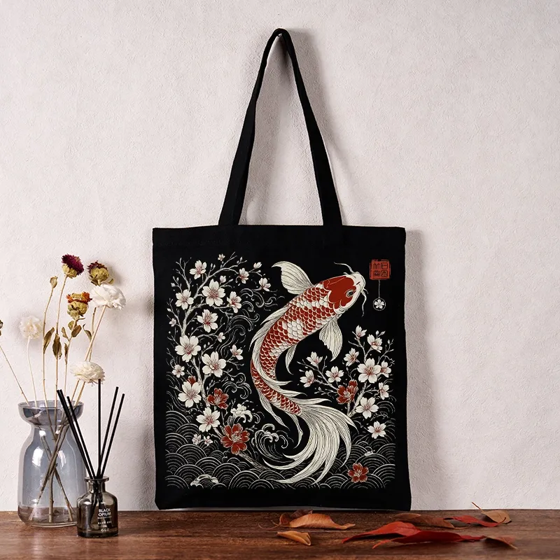 Tokyo-Tiger Vintage Sakura And Koi Tote Bag
