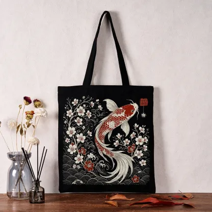 Tokyo-Tiger Vintage Sakura And Koi Tote Bag