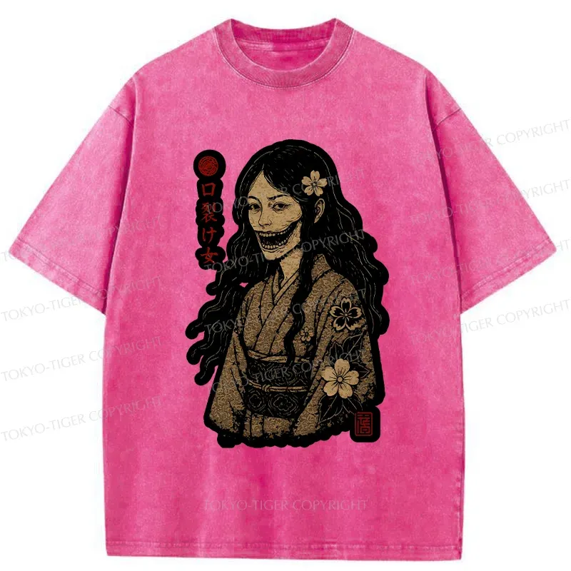 Tokyo-Tiger Cleft Mouth Woman Washed T-Shirt