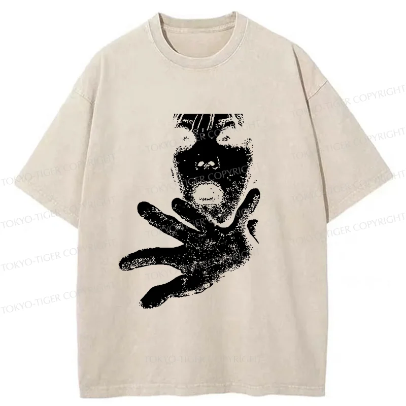 Tokyo-Tiger Scary Ghost Washed T-Shirt