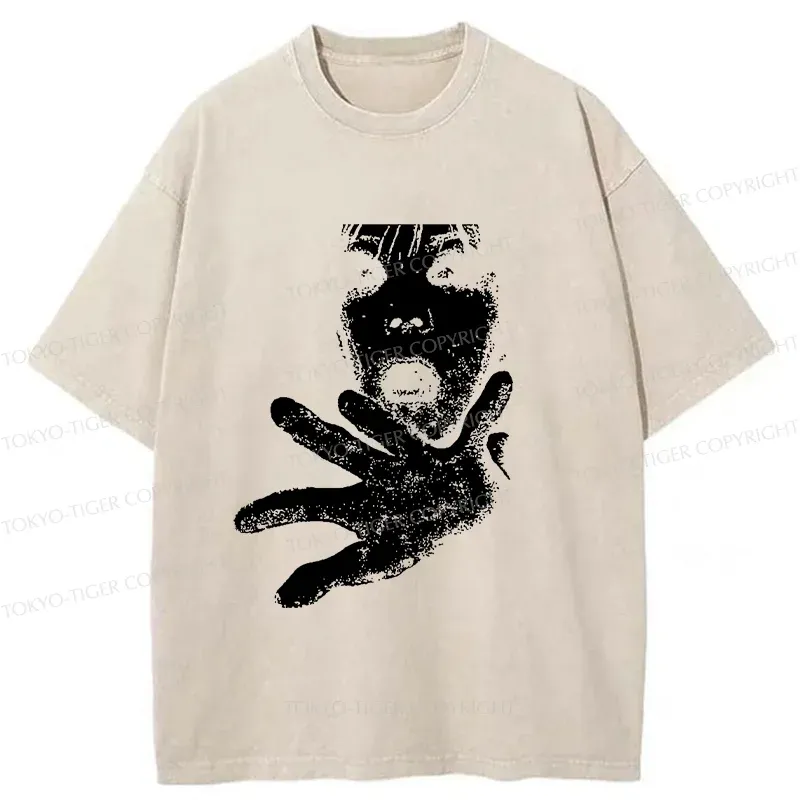 Tokyo-Tiger Scary Ghost Washed T-Shirt