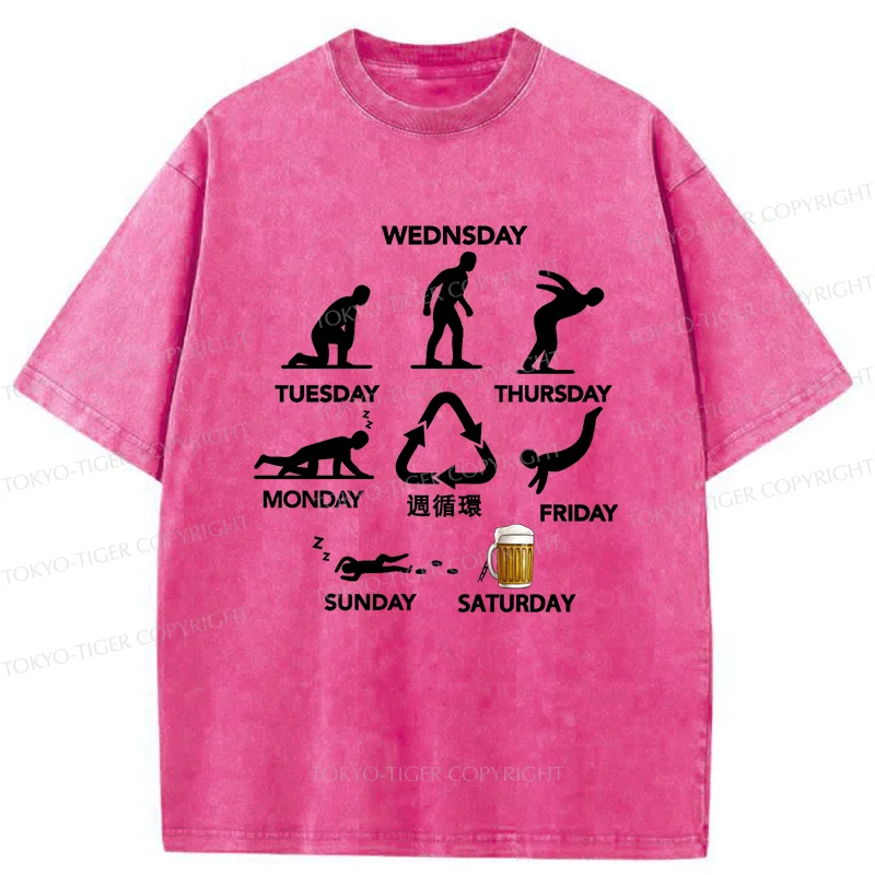 Tokyo-Tiger One Week Cycle Washed T-Shirt