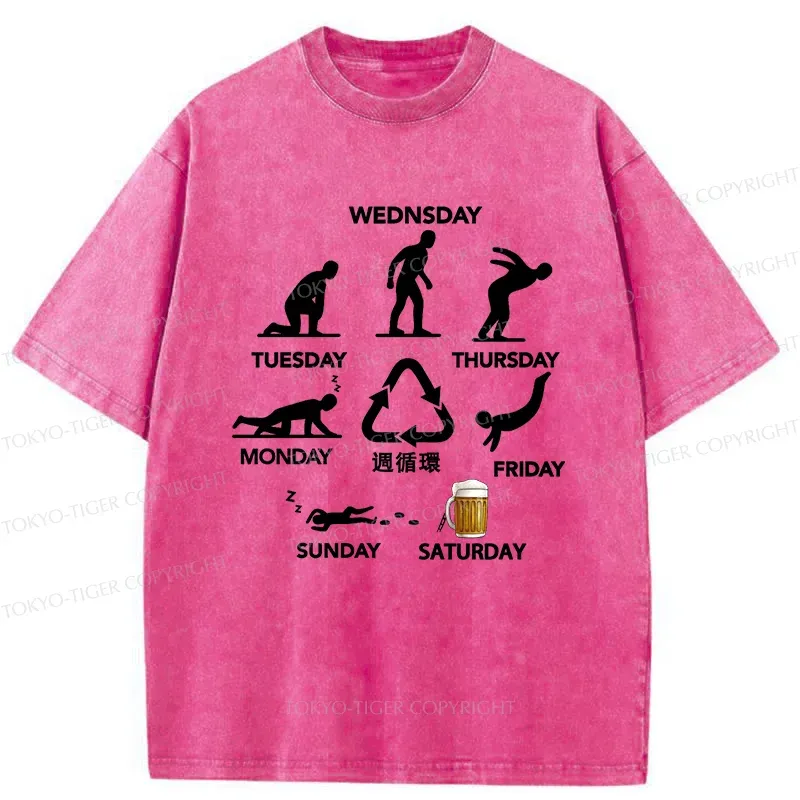 Tokyo-Tiger One Week Cycle Washed T-Shirt