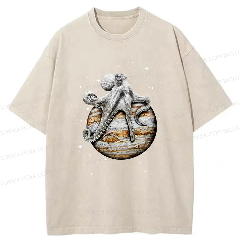 Tokyo-Tiger Octopus And The Planet Washed T-Shirt