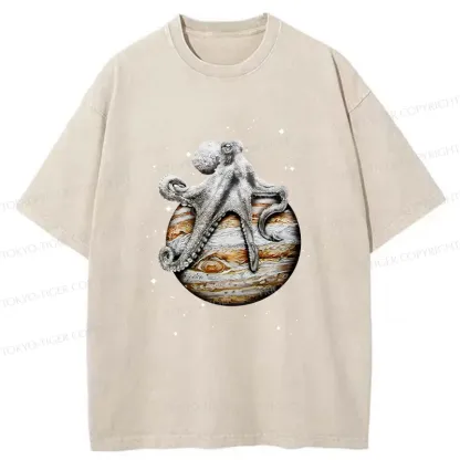 Tokyo-Tiger Octopus And The Planet Washed T-Shirt