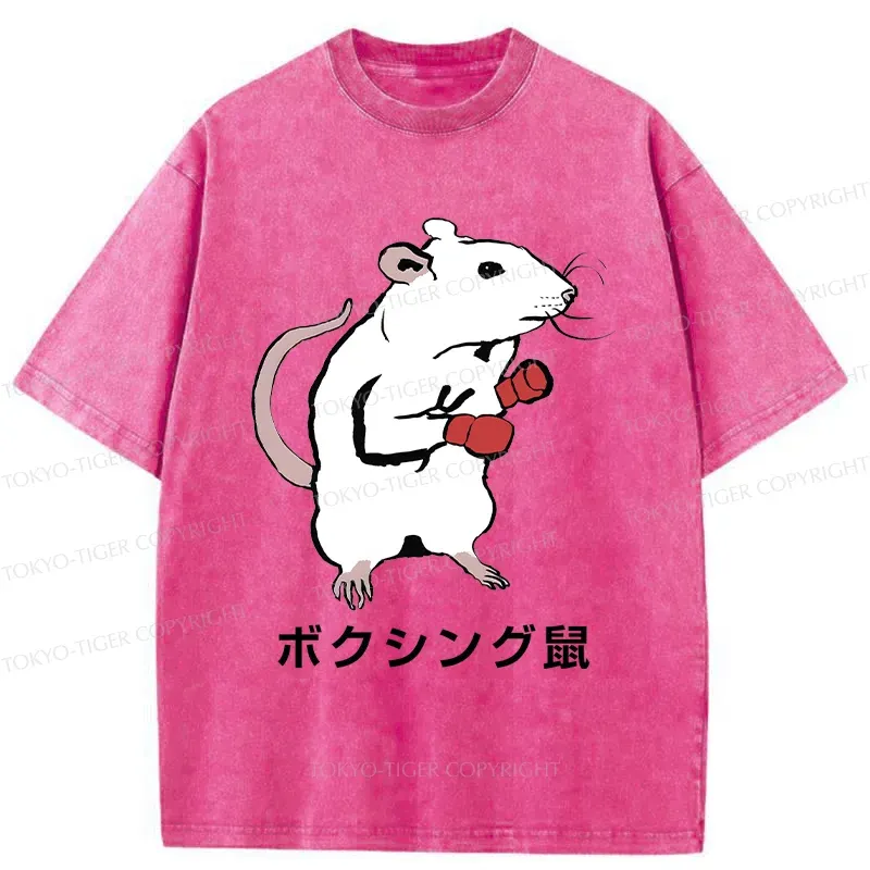 Tokyo-Tiger Boxing Mouse Washed T-Shirt