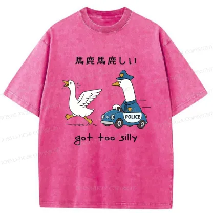 Tokyo-Tiger Stupid Geese Chasing Washed T-Shirt