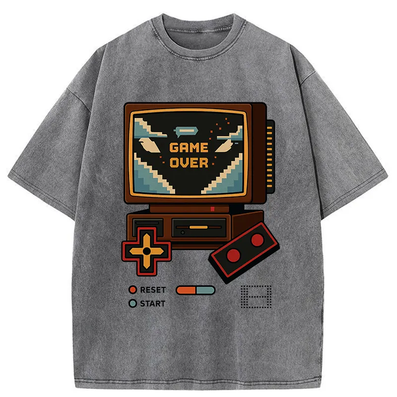 Tokyo-Tiger Retro Game Over Washed T-Shirt