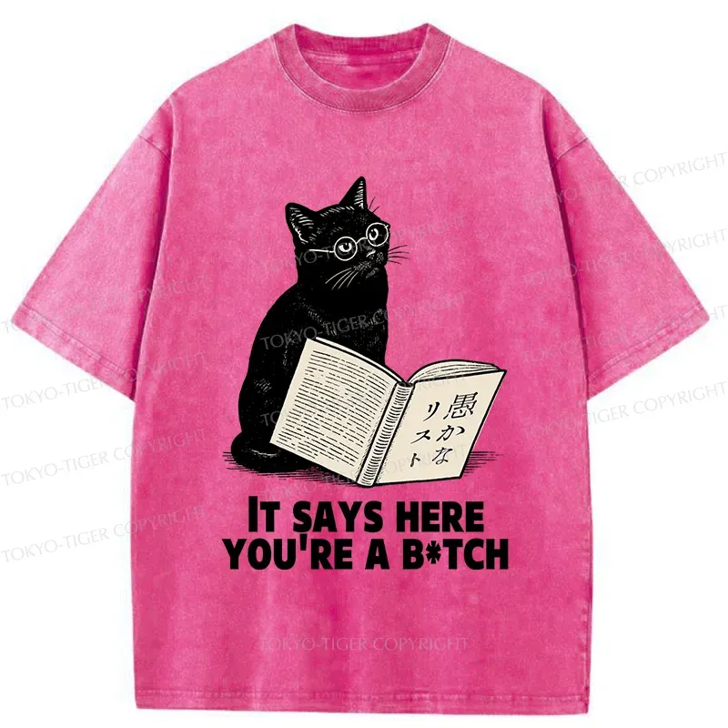 Tokyo-Tiger Black Cat With Glasses Washed T-Shirt