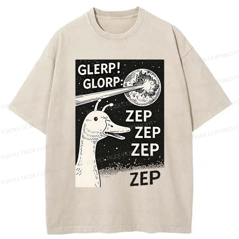 Tokyo-Tiger Geese Attacking The Earth Washed T-Shirt