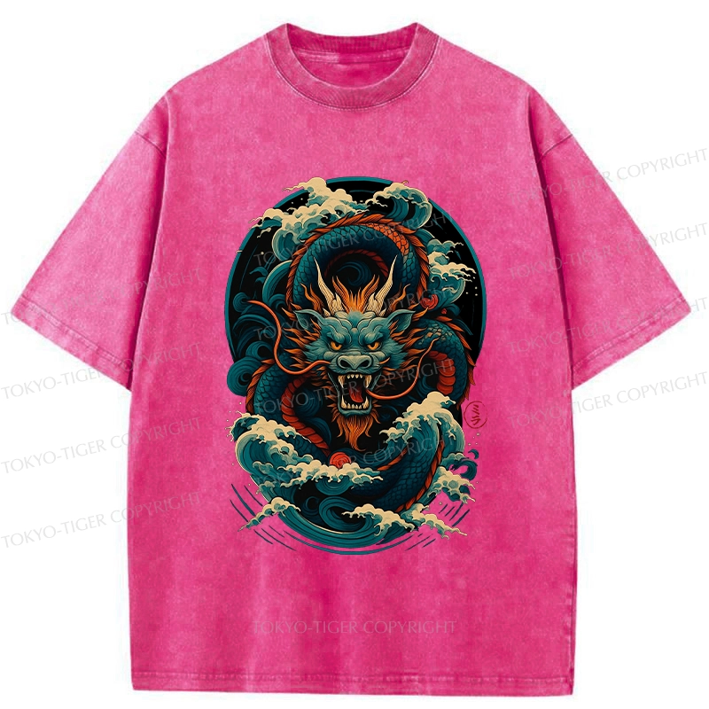 Tokyo-Tiger Dragon Of The Roaring Waves Washed T-Shirt