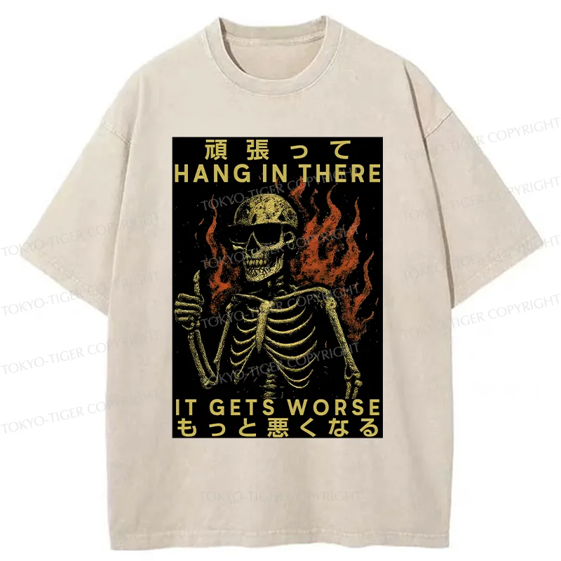 Tokyo-Tiger Skeletons Who Encourage Others Washed T-Shirt