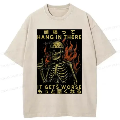 Tokyo-Tiger Skeletons Who Encourage Others Washed T-Shirt