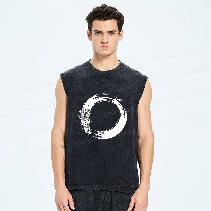 Tokyo-Tiger Dragon's Circle Washed Tank