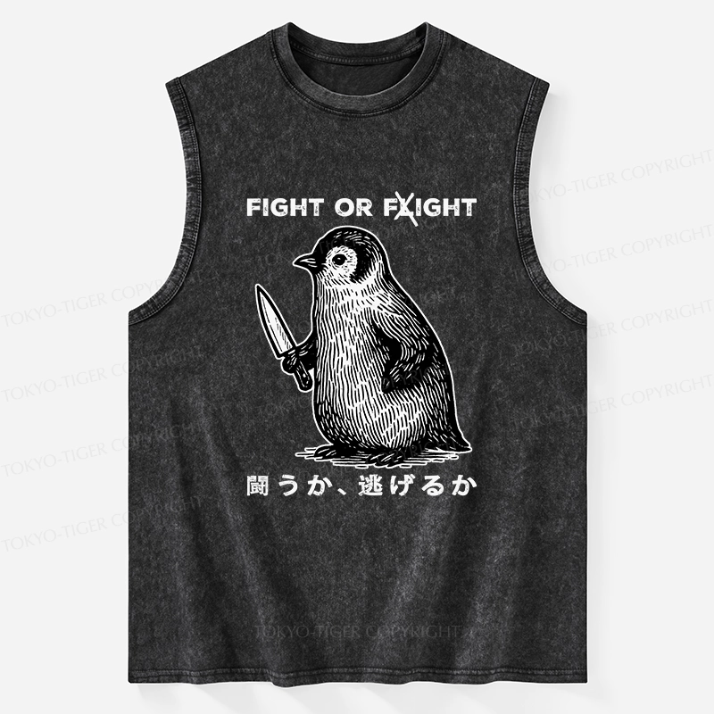 Tokyo-Tiger Funny Fight Or Flight Washed Tank