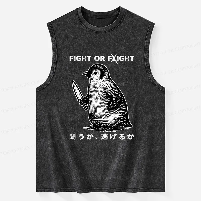 Tokyo-Tiger Funny Fight Or Flight Washed Tank