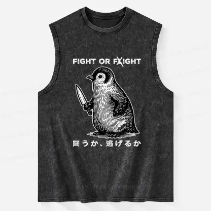 Tokyo-Tiger Funny Fight Or Flight Washed Tank