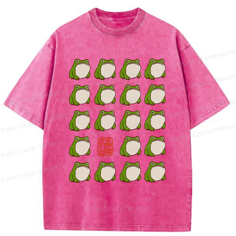 Tokyo-Tiger Retro Japanese Frog Washed T-Shirt