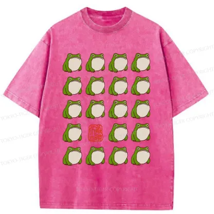 Tokyo-Tiger Retro Japanese Frog Washed T-Shirt