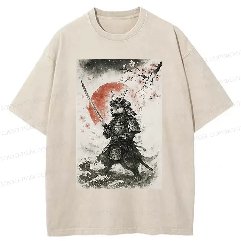 Tokyo-Tiger Otter Samurai Washed T-Shirt