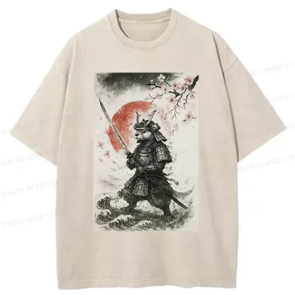 Tokyo-Tiger Otter Samurai Washed T-Shirt