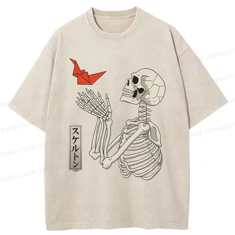 Tokyo-Tiger Flying Paper Cranes Washed T-Shirt
