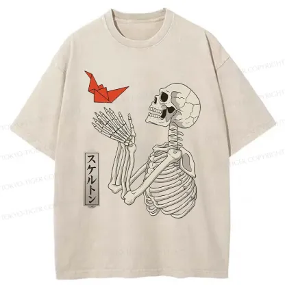 Tokyo-Tiger Flying Paper Cranes Washed T-Shirt